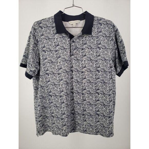 Tricots St Raphael Palm Leaves Tropical Polo Mens Size L 95% Mercerized Cotton - Picture 2 of 6